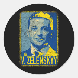Pegatina Redonda Apoya a Ucrania Yo Estoy Con Ucrania Volodymyr Zel