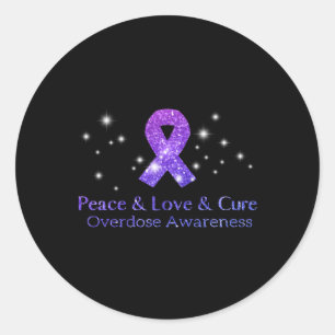 Pegatina Redonda Apoya El Amor Por La Paz Y Cure Opioide Overdose