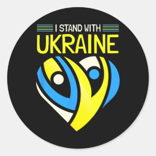 Pegatina Redonda Apoya la bandera de Ucrania Anti-Putin Di No a la