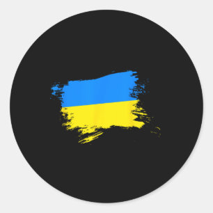 Pegatina Redonda Apoya la bandera de Ucrania Orgullo ucraniano Cora