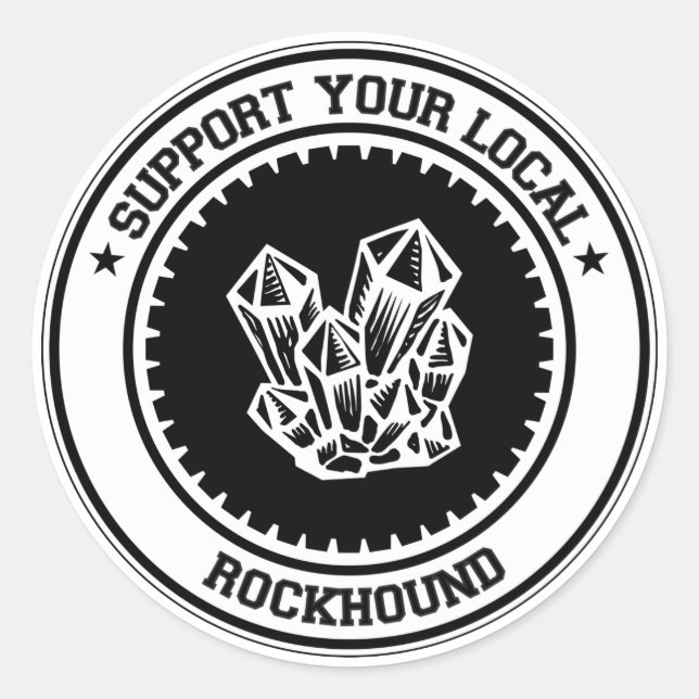 Pegatina Redonda Apoya su Rockound local (Anverso)
