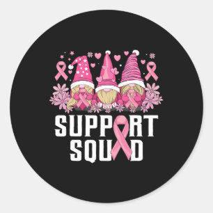 Pegatina Redonda Apoyar a la familia Squad Gnomes Cáncer de Mama Aw