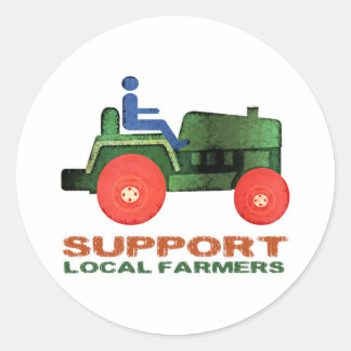 Pegatina Redonda Apoyar a los agricultores