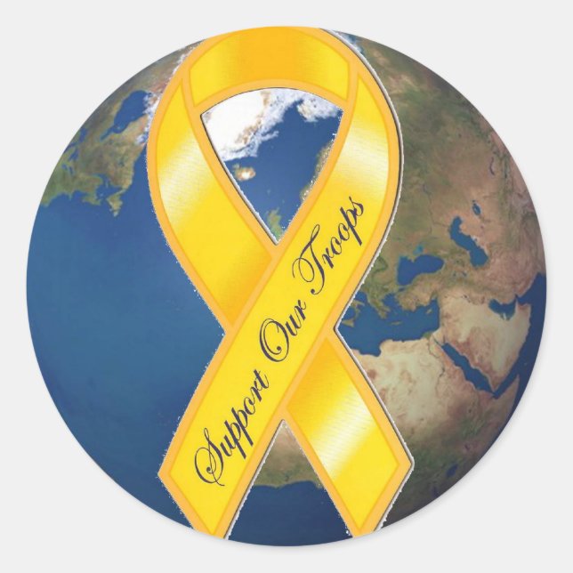 Pegatina Redonda Apoyar a nuestras tropas (Anverso)