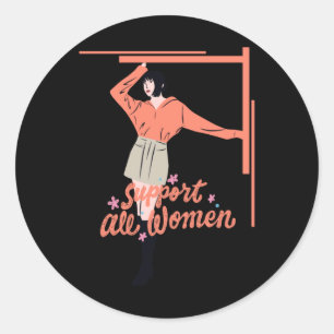 Pegatina Redonda Apoyar a todas las mujeres