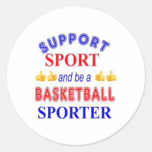 Pegatina Redonda Apoyar El Deporte Y Ser Un Deportista De Baloncest