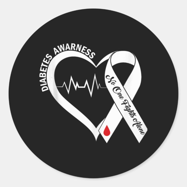 Pegatina Redonda Apoyar la conciencia sobre la diabetes en la diabe (Anverso)