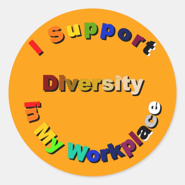 Pegatina Redonda Apoyar la diversidad en mis Pegatinas de trabajo (Anverso)