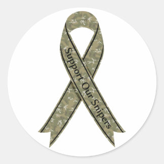 Pegatina Redonda Apoye a nuestros francotiradores Camo