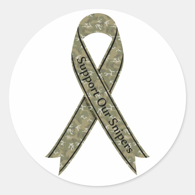Pegatina Redonda Apoye a nuestros francotiradores Camo (Anverso)