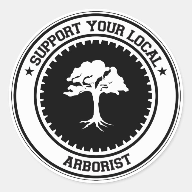 Pegatina Redonda Apoye a su arborista local (Anverso)