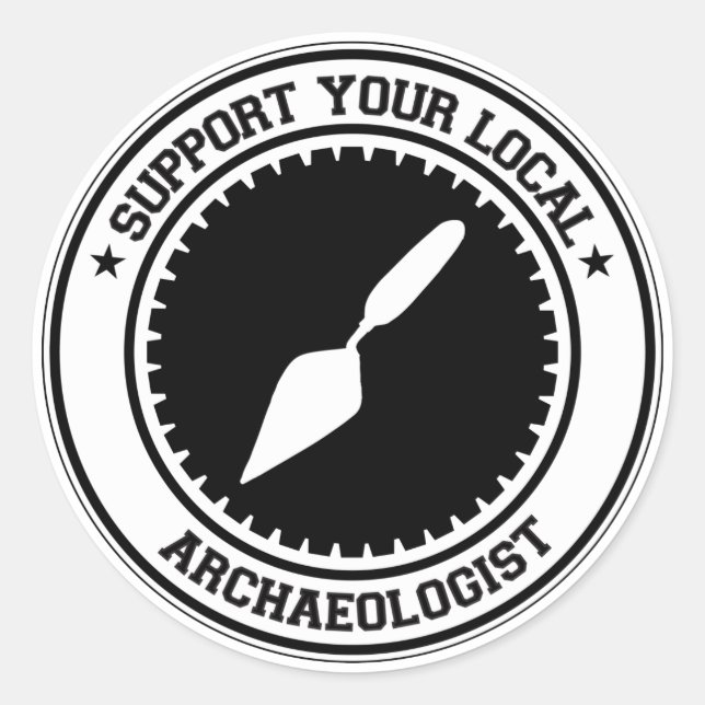 Pegatina Redonda Apoye a su arqueólogo local (Anverso)
