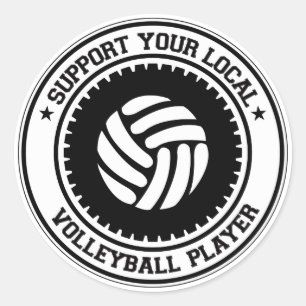 Pegatina Redonda Apoye a su jugador de voleibol local