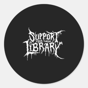 Pegatina Redonda Apoye el diseño de la librería de horror de su bib
