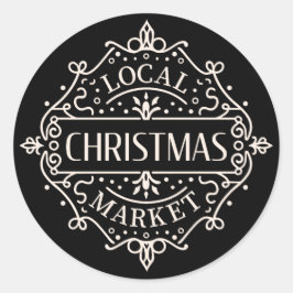 Pegatina Redonda Apoye el mercado de Navidades locales