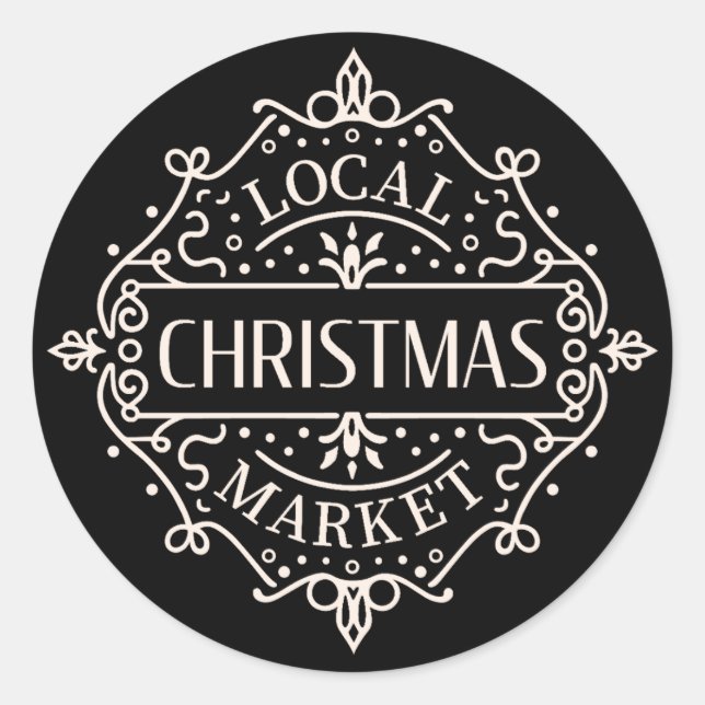 Pegatina Redonda Apoye el mercado de Navidades locales (Anverso)