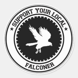 Pegatina Redonda Apoye su Falconer local