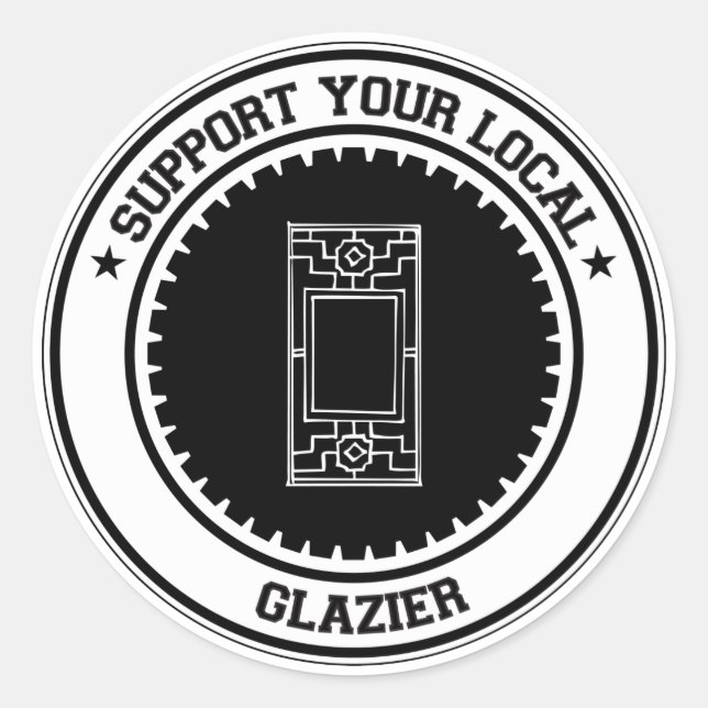 Pegatina Redonda Apoye su Glazier local (Anverso)