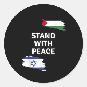 Pegatina Redonda Apoyen La Paz. Camisa Palestina de Israel. Decir N