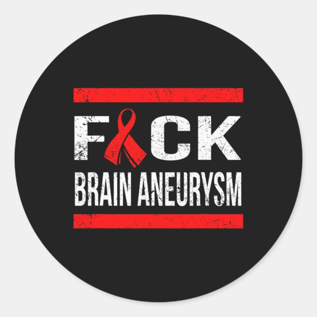 PEGATINA REDONDA APOYO A BRAIN ANEURYSM CONCIENCIACIÓN T-SHIRT (Anverso)