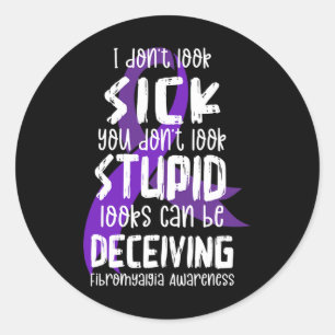 Pegatina Redonda Apoyo a Fibromialgia Mes de Conciencia Guerrero Fi