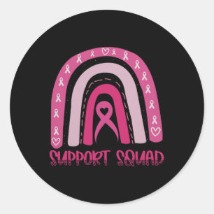 Pegatina Redonda Apoyo a la Cinta Arcoiris Rosa Squad Cáncer de Mam