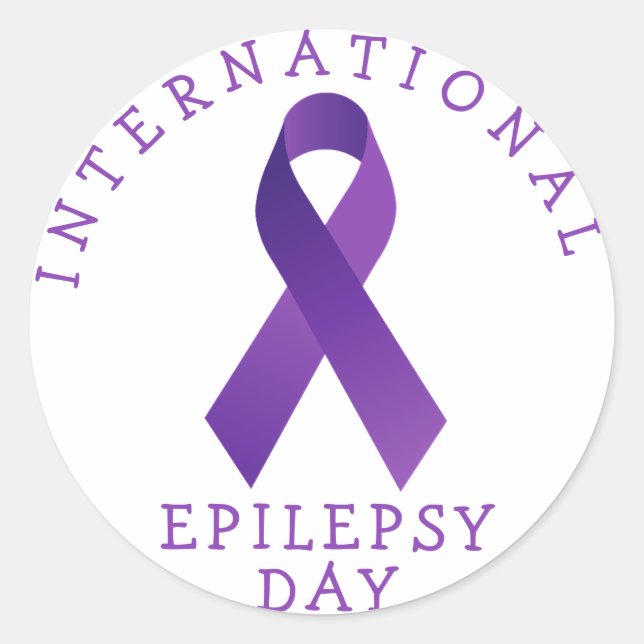 Pegatina Redonda Apoyo a la Cinta Purple International Epilepsy Day (Anverso)