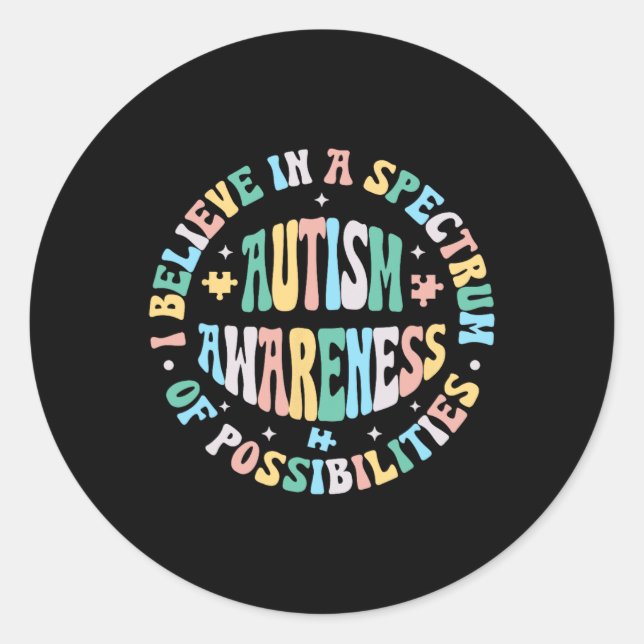 Pegatina Redonda Apoyo a la concienciación sobre el autismo Chicas  (Anverso)