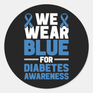Pegatina Redonda Apoyo a la Diabetes: Usamos Azul Para La Diabetes 