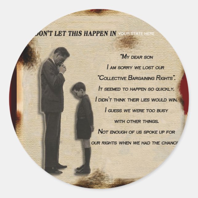 Pegatina Redonda Apoyo a la negociación colectiva (Anverso)