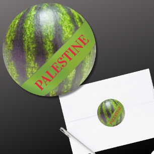 Pegatina Redonda Apoyo a la paz en la sandía palestina gaza