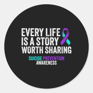 Pegatina Redonda Apoyo a la prevención del suicidio para acabar con