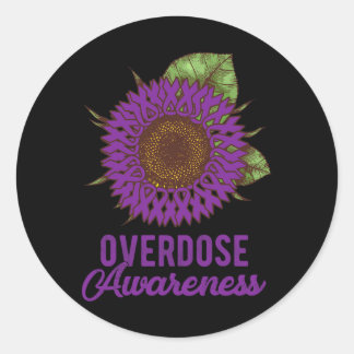 Pegatina Redonda Apoyo a la toma de conciencia de la sobredosis de 
