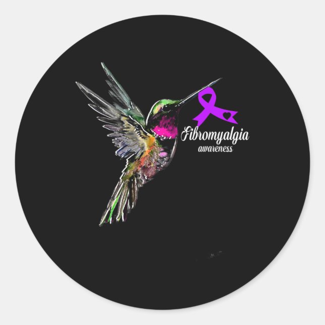Pegatina Redonda Apoyo a la toma de conciencia sobre la fibromialgi (Anverso)