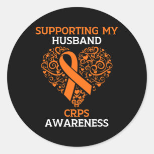 Pegatina Redonda Apoyo A Mi Esposo Rsd Crps Conciencia Mes Ora