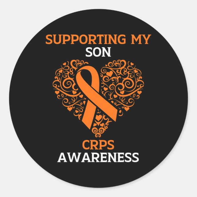 Pegatina Redonda Apoyo A Mi Hijo Rsd Crps Naranja Mes De Conciencia (Anverso)
