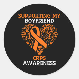 Pegatina Redonda Apoyo A Mi Novio Rsd Crps Naranja De Conciencia
