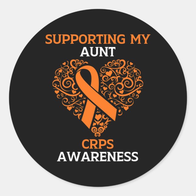 Pegatina Redonda Apoyo a mi tía Naranja del Mes de Concienciación R (Anverso)