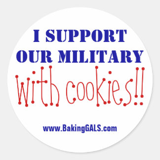 Pegatina Redonda Apoyo a nuestro ejército con galletas!!