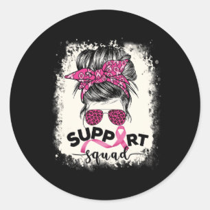 Pegatina Redonda Apoyo a Squad Messy Bun Breast Awareness Pi