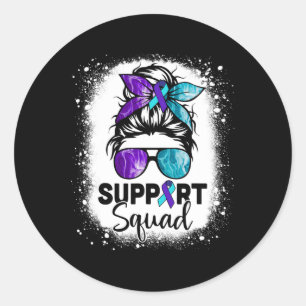 Pegatina Redonda Apoyo a Squad Messy Bun Suicide Prevención Awarene