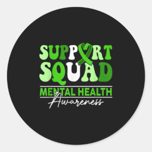 Pegatina Redonda Apoyo a Squad Sunflower Hair Mental Health Awarene