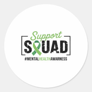 Pegatina Redonda Apoyo a Squad Sunflower Hair Mental Health Awarene