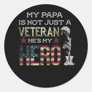 Pegatina Redonda Apoyo a veteranos de familia militar a mi papá