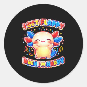 Pegatina Redonda Apoyo al autismo estimulación axolotl se pone nerv