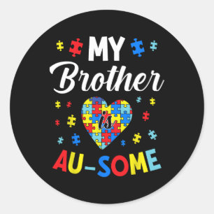 Pegatina Redonda Apoyo Al Autismo Y Conciencia De Mi Hermano Autist