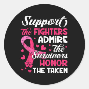 Pegatina Redonda Apoyo al cáncer de mama Admire el cáncer de mama d