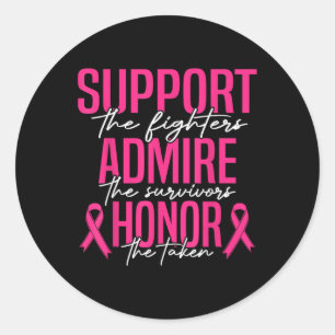 Pegatina Redonda Apoyo al cáncer de mama Admire el cáncer de mama d