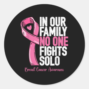 Pegatina Redonda Apoyo al cáncer de mama Familia Mujeres Cáncer de