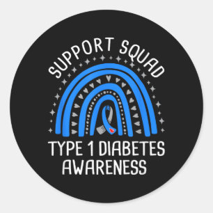 Pegatina Redonda Apoyo al equipo tipo 1 Conciencia de la diabetes